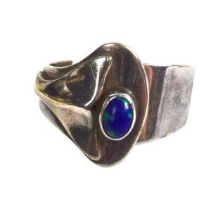 MCM Vintage Eilat & Sterling Silver Ring Signed Adjustable